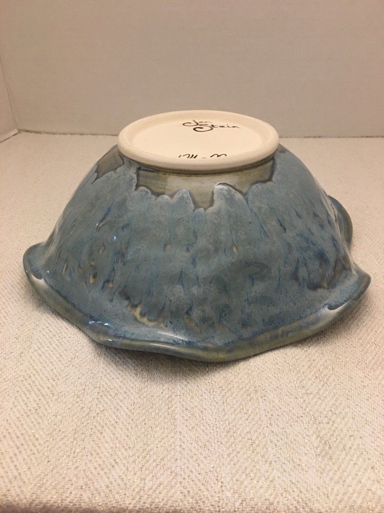 Jen Stein Art Pottery Bowl Decor Piece Chickadee Pattern