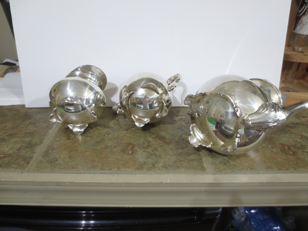 3-Pc. WALLACE Silversmiths COFFEE/TEA, CREAMER, SUGAR Polished SILVERPLATE SET
