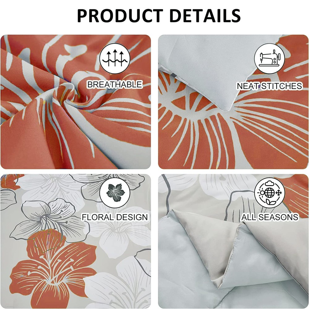 Floral Comforter Set King Size, Terracotta Pattern King,