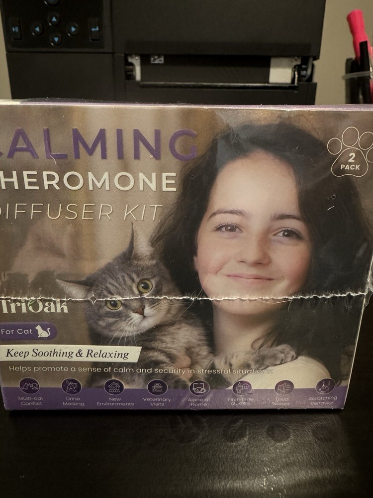 TriOak Cat Calming Diffuser - Feline Anxiety Relief - Pheromone Diffuser 2-1