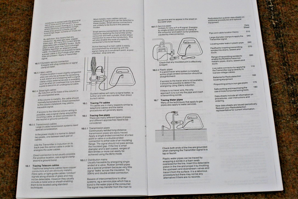Radiodetection® RD400 Buried pipe and cable locator User instructions