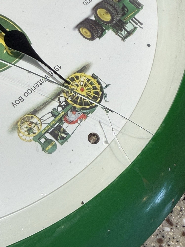 John Deere Tractor Clock Green And White