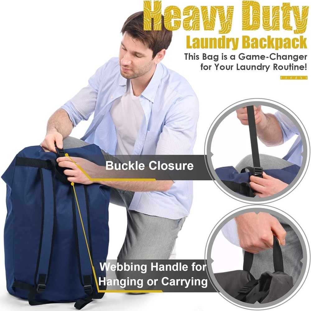 115L Extra Large Laundry Hamper Backpack with Padded Straps - Versatile & Sturdy