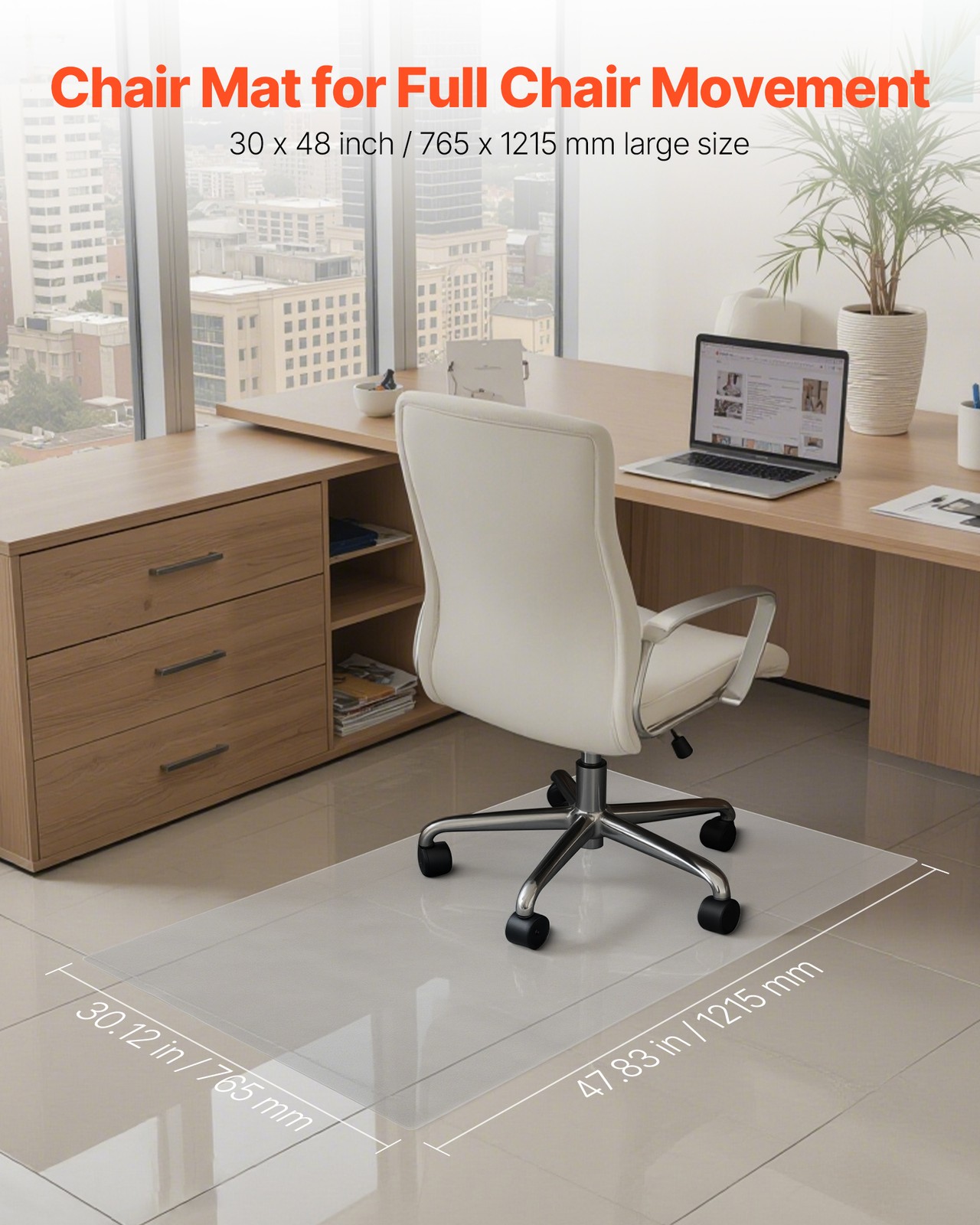 Chair Mat 30 x 48-inch Transparent Office Chair Mat for Hard Floors Home