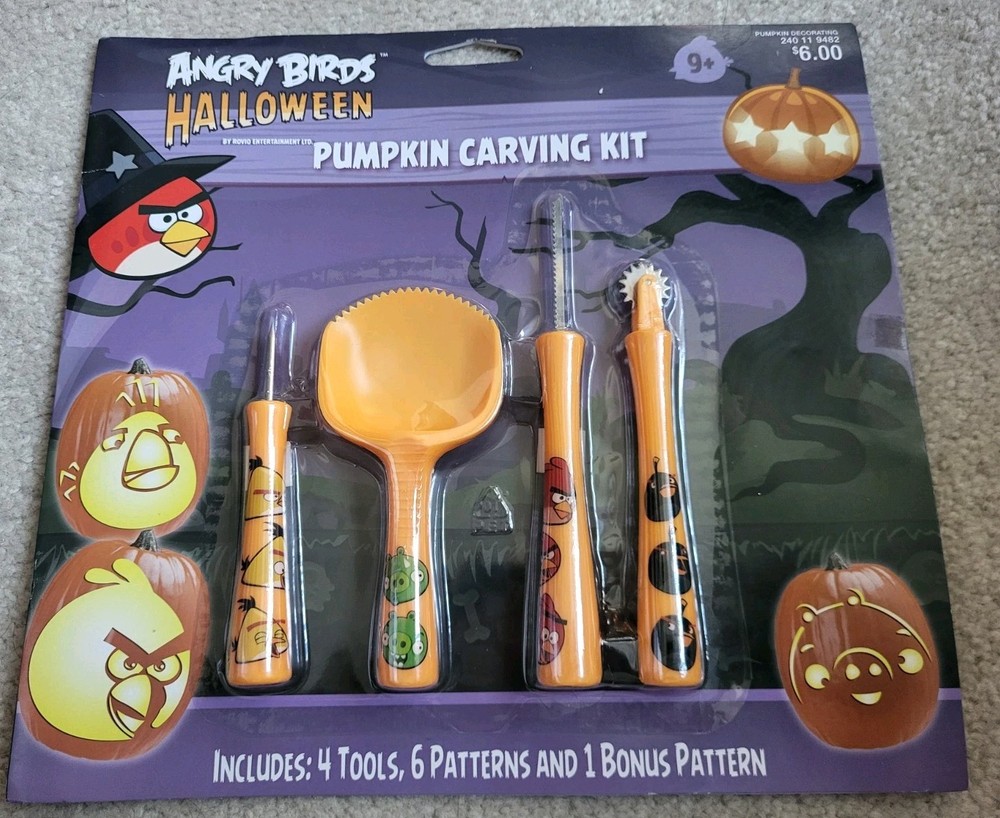 Halloween Angry Birds Pumpkin Carving Kit 4 Tools 6 Patterns + 1 BONUS Pattern
