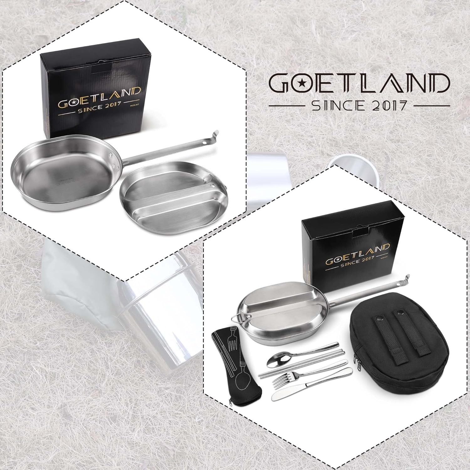 304 Stainless Steel US Military Mess Kit Plate Set GI Type Outdoor Camping Hiki