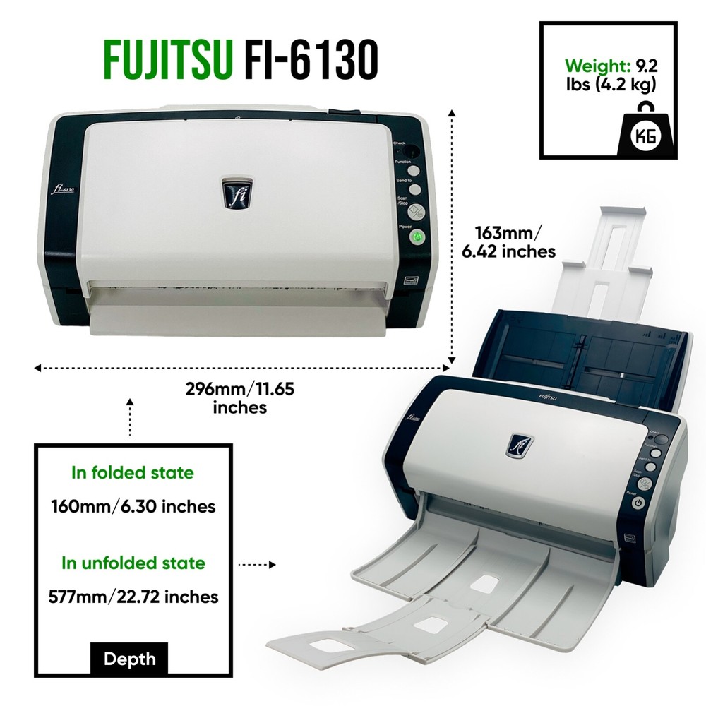 Fujitsu Fi-6130 Advanced Document Scanner for Efficient Workflow w/Accessories