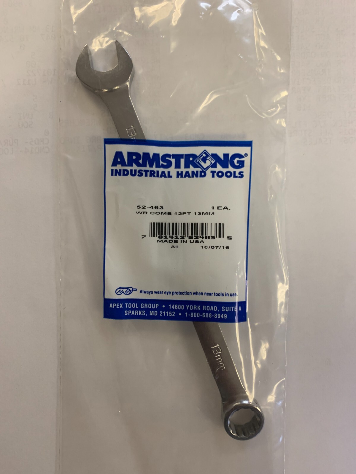 ARMSTRONG 52-463 13MM 12 PT SATIN FINISH LONG COMB/WRENCH 52463