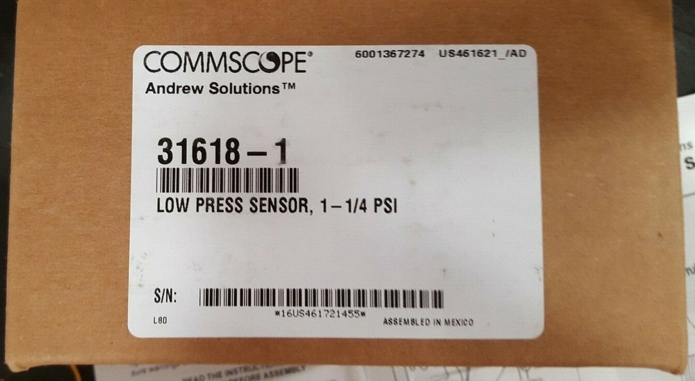Andrew Solutions CommScope low pressure sensor Switch #31618-1 NEW