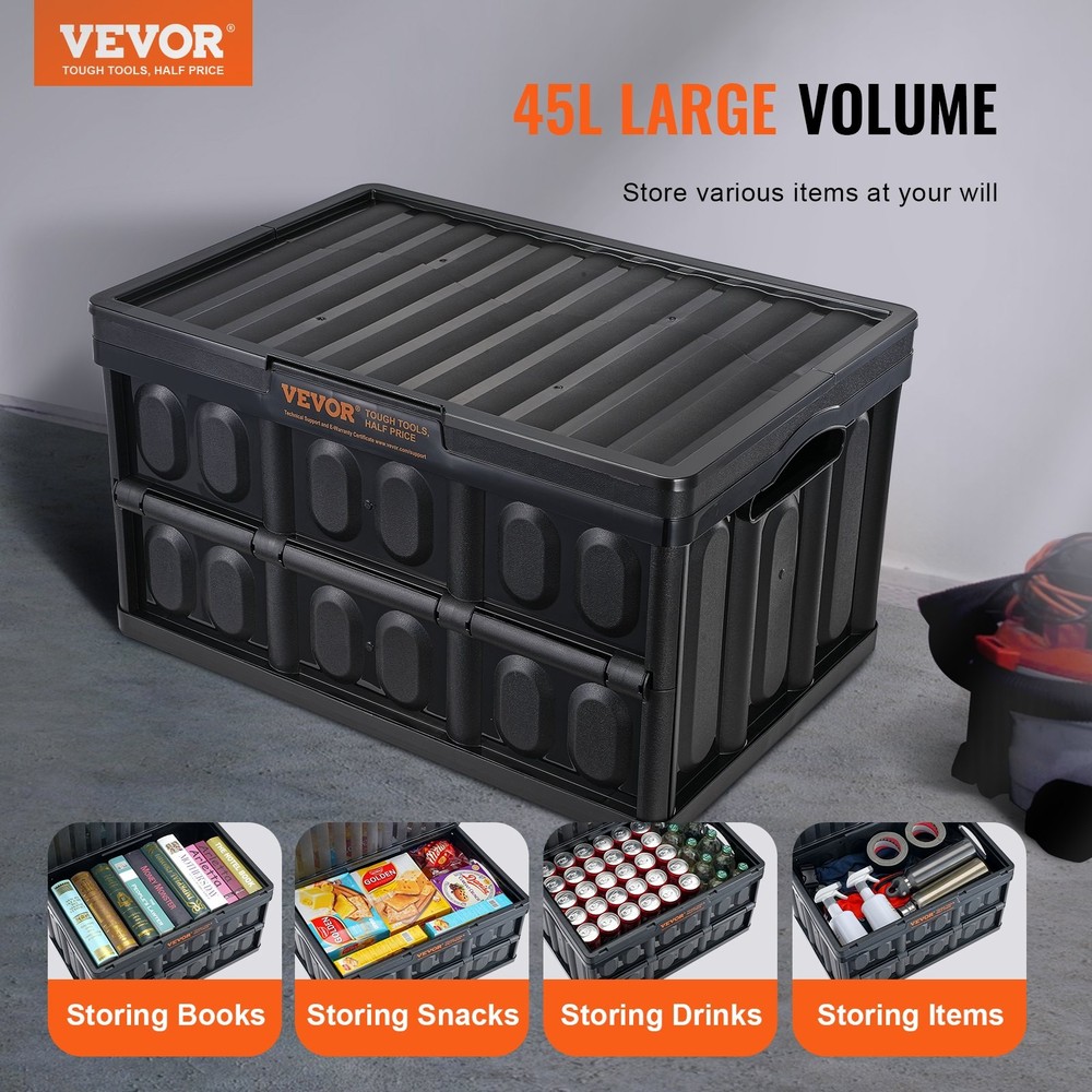 [New]Collapsible Storage Bins with Lids, 45L 3 Packs, Folding Plastic Stackable