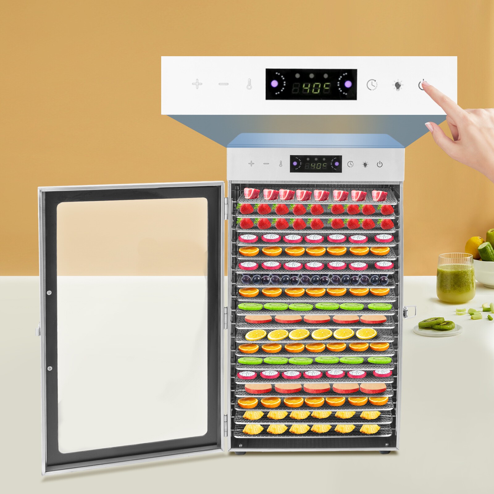 Commercial Dehydrator 18 Stainless Steel Trays Fruit Vegetable Food Dry Machine