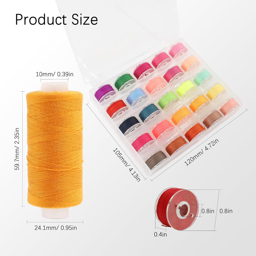 71pcs 25 Colors Bobbins Sewing Threads Kit, 400 Yards Polyester Thread Spools Pr