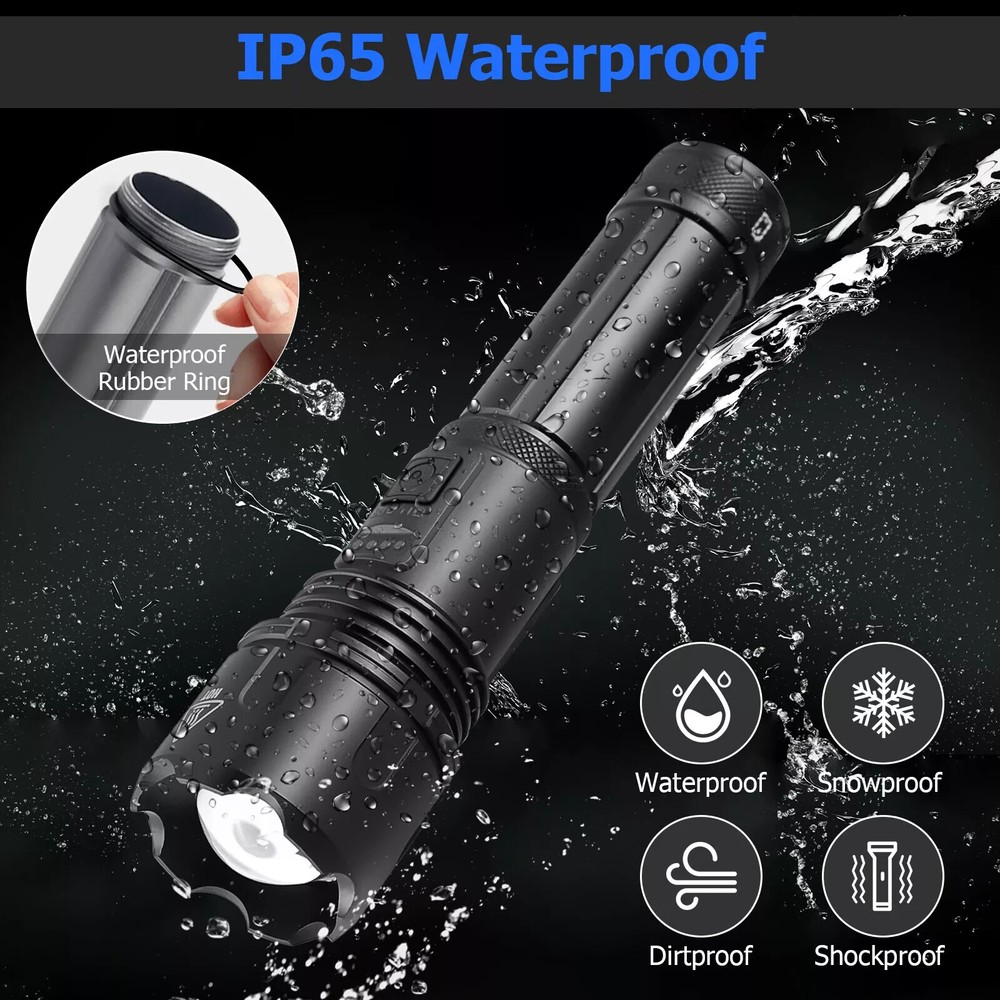 1000000 Lumens Super Bright LED Tactical Flashlight Rechargeable LED Work Light