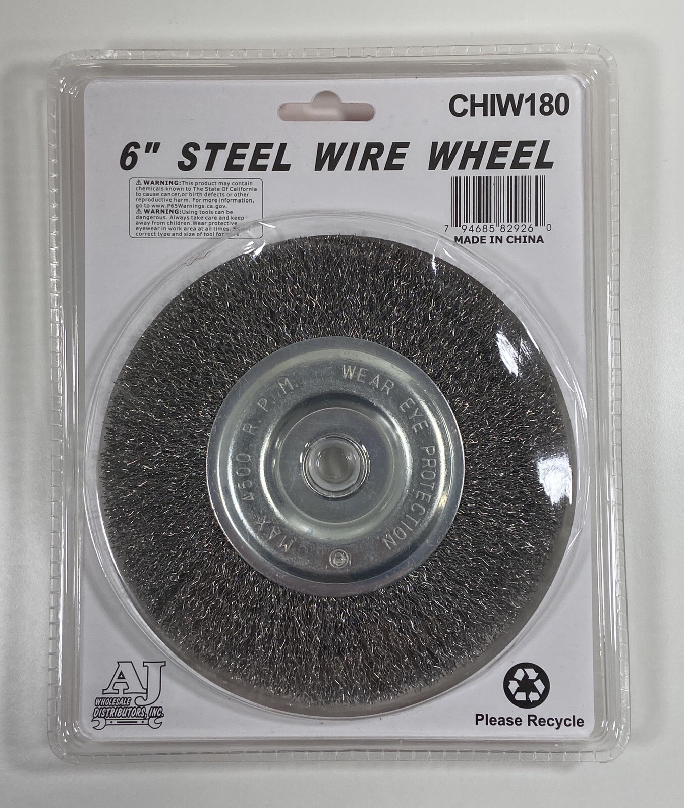 STEEL WIRE 6” WHEEL FOR BENCH GRINDER 1/2" BORE 4500 RPM