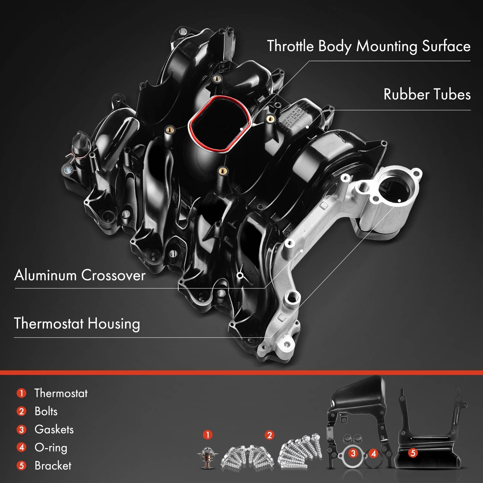 New Intake Manifold w/ Gasket Thermostat O-Ring for Ford Lincoln Mercury V8 4.6L