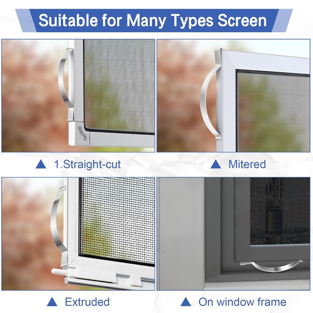 30Pcs Flat Corner Mount Window Screen Clips,Tension Window Spring Stainless Stee