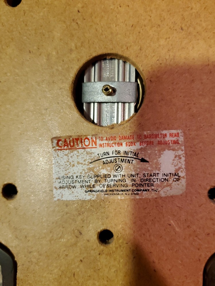 Vintage Springfield Plastic 20" Millibars Humidity Barometer (B2)