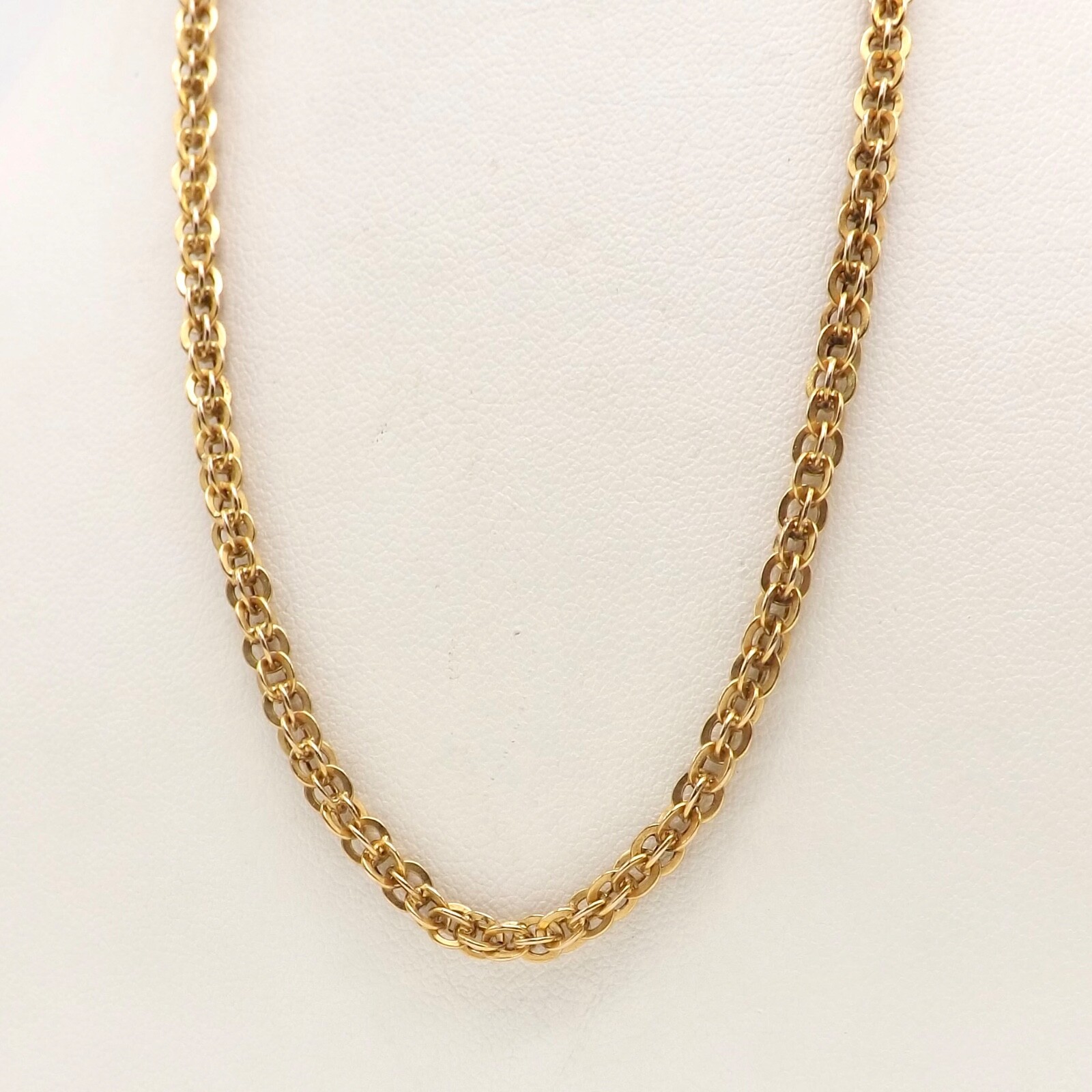 14k Gold Heavy Solid Pocket Watch Double C Link Pendant Chain Necklace 26in Deco