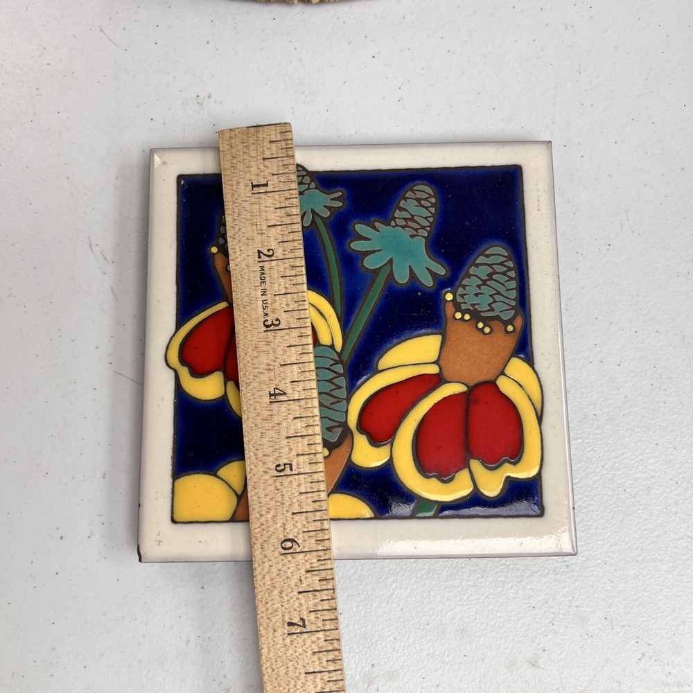 Masterworks Handcrafted Ceramic Art Tile Floral