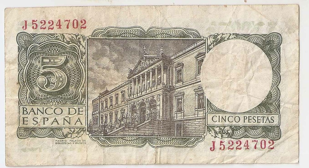 Spain 5 pesetas 1954