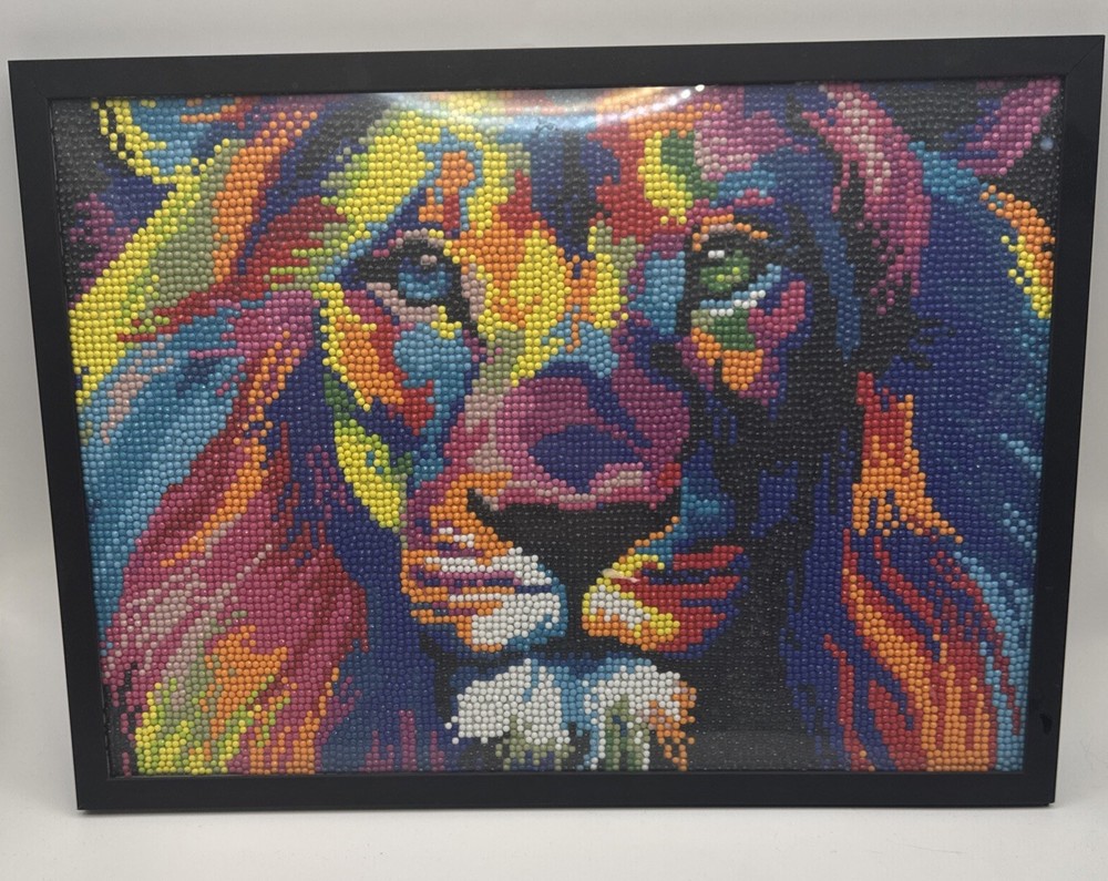 14 by 12 inch dot art lion