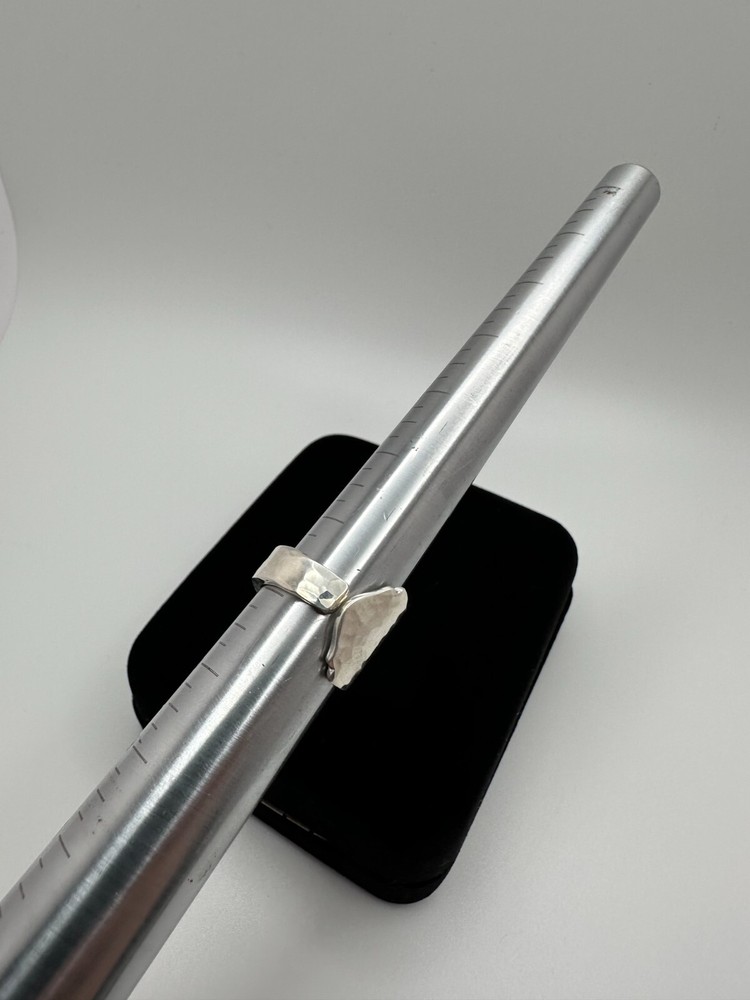 Boho Sterling Silver Hammered Monogrammed "A" Spoon Ring Size 8 JB20