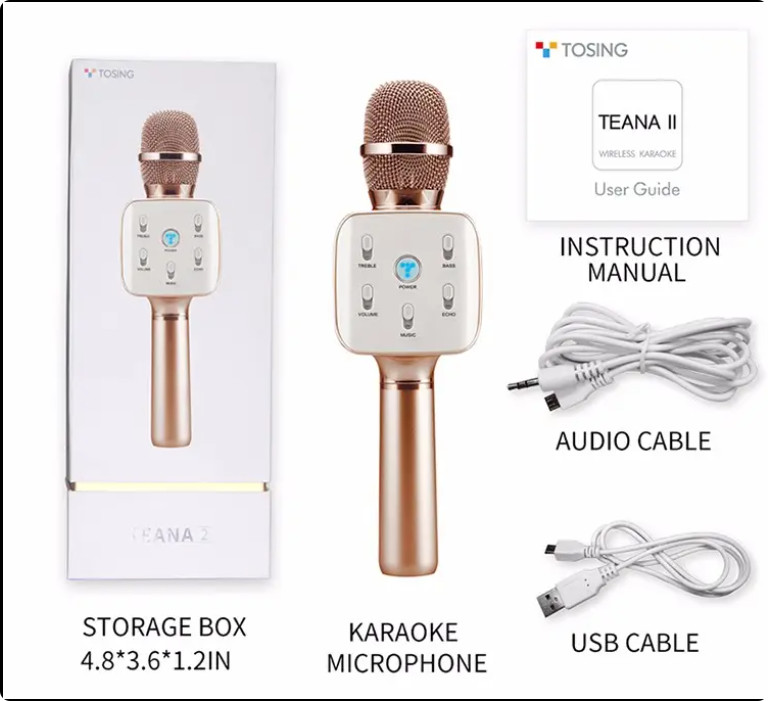 Bluetooth Microphone Wireless, for Singing & Karaoke Handheld Dynamic Microphone