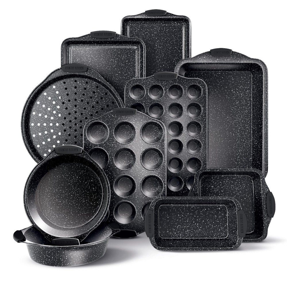 Nonstick Stackable Bakeware Set - Durable, Easy 10 Pcs, Black