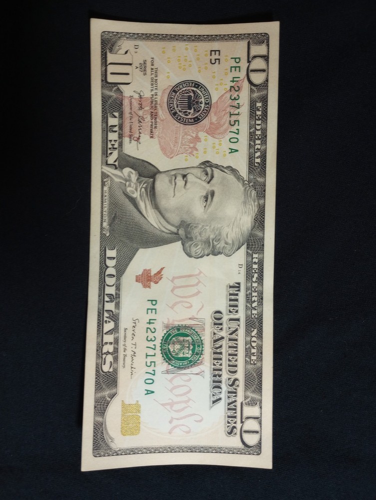$10 Dollar Bill Crispy Condition Odometer, Gas pump Error Note #500