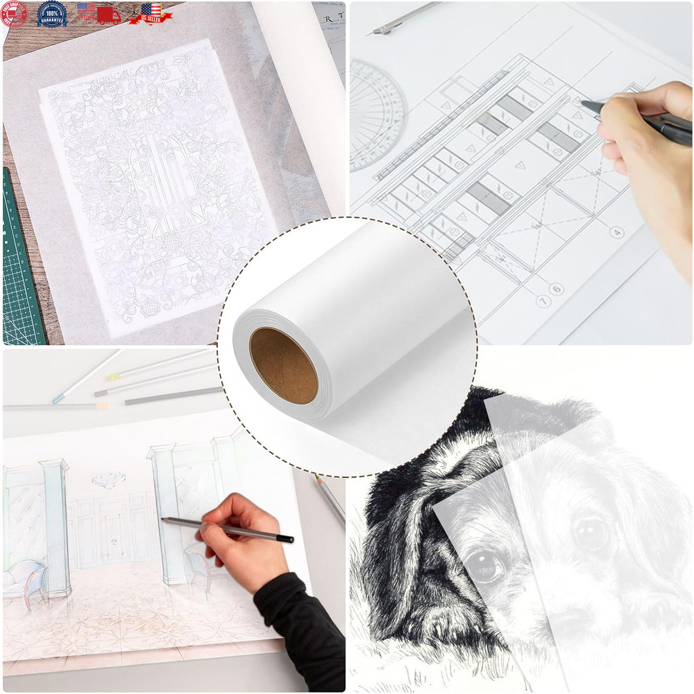 Tracing Paper Roll 17in x 25yd White Trace Paper Pattern Paper Translucent