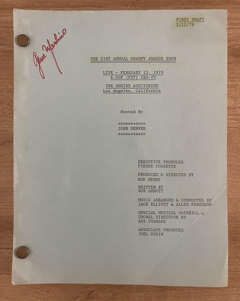 21st Grammy Awards Show (1979) Original Screenplay Script First Draft