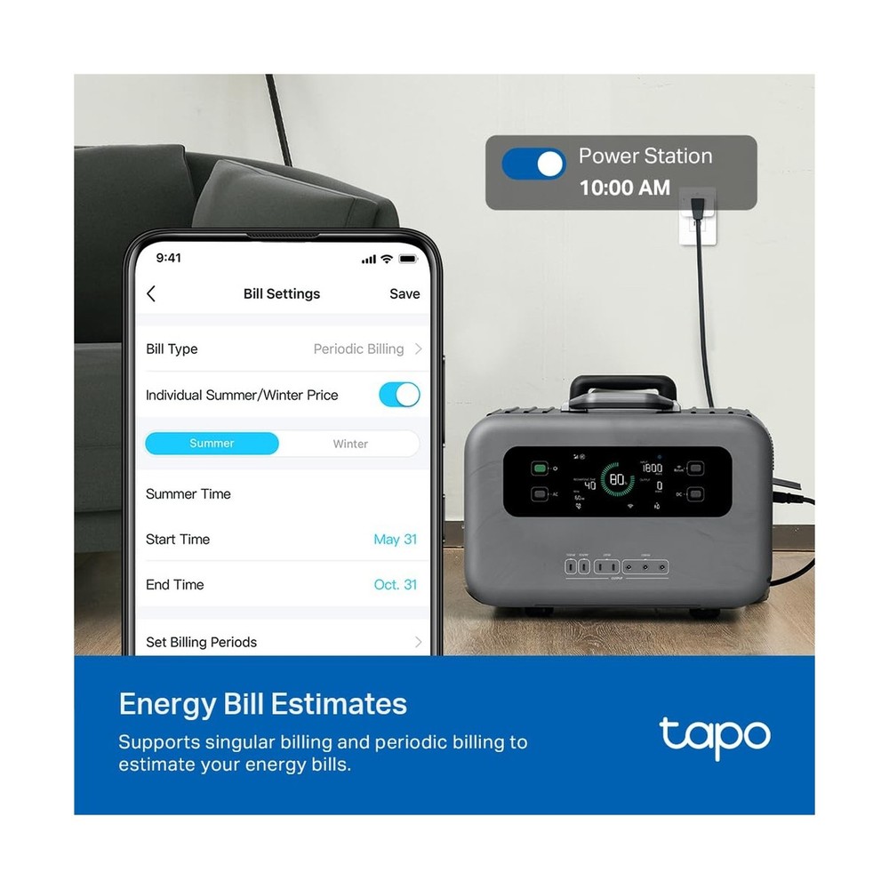 TP-Link 𝗧𝗮𝗽𝗼 Smart Plug Wi-Fi Mini, Energy Monit