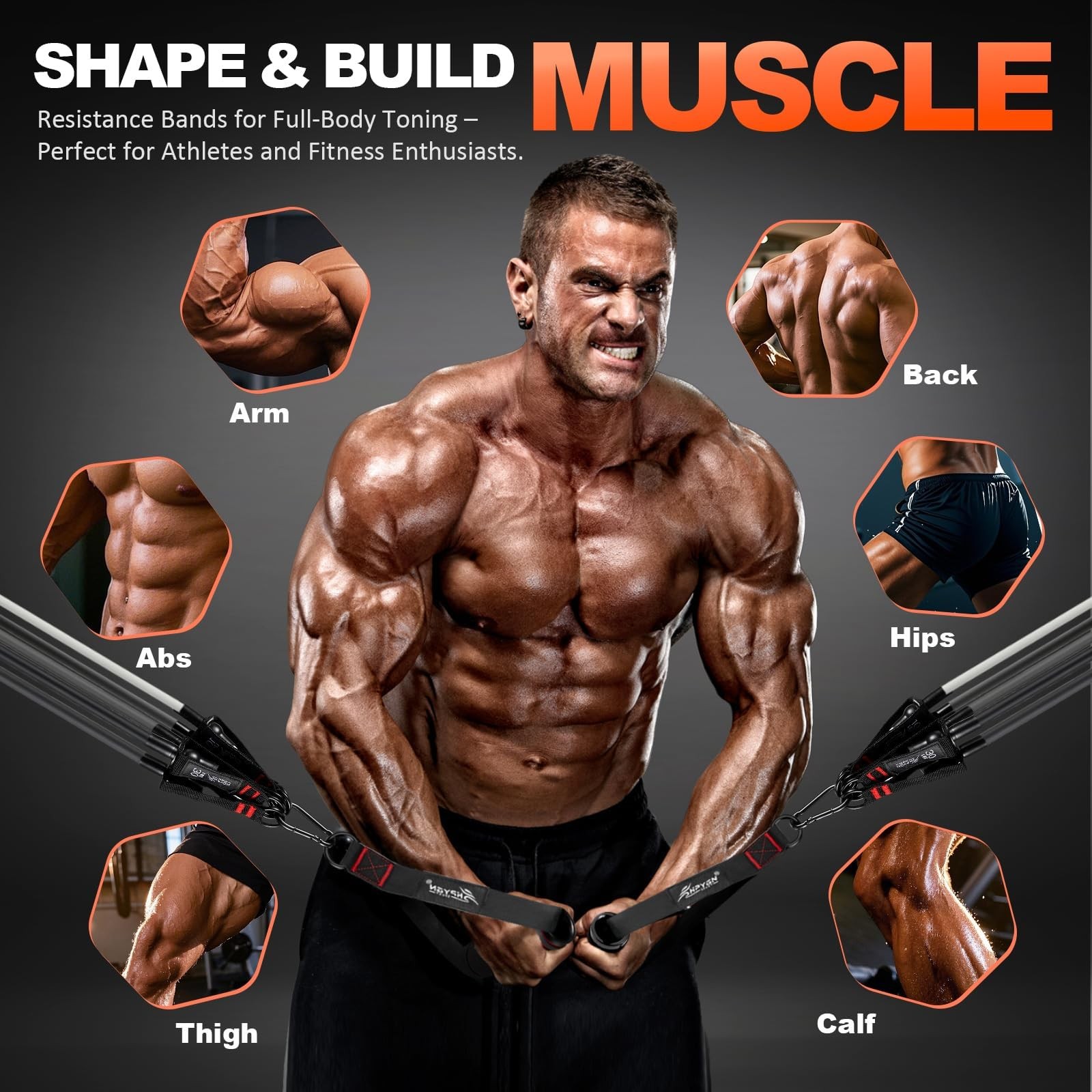 Resistance Band with Handles & Door Anchor and Ankle Straps, for Exercise, Fi...