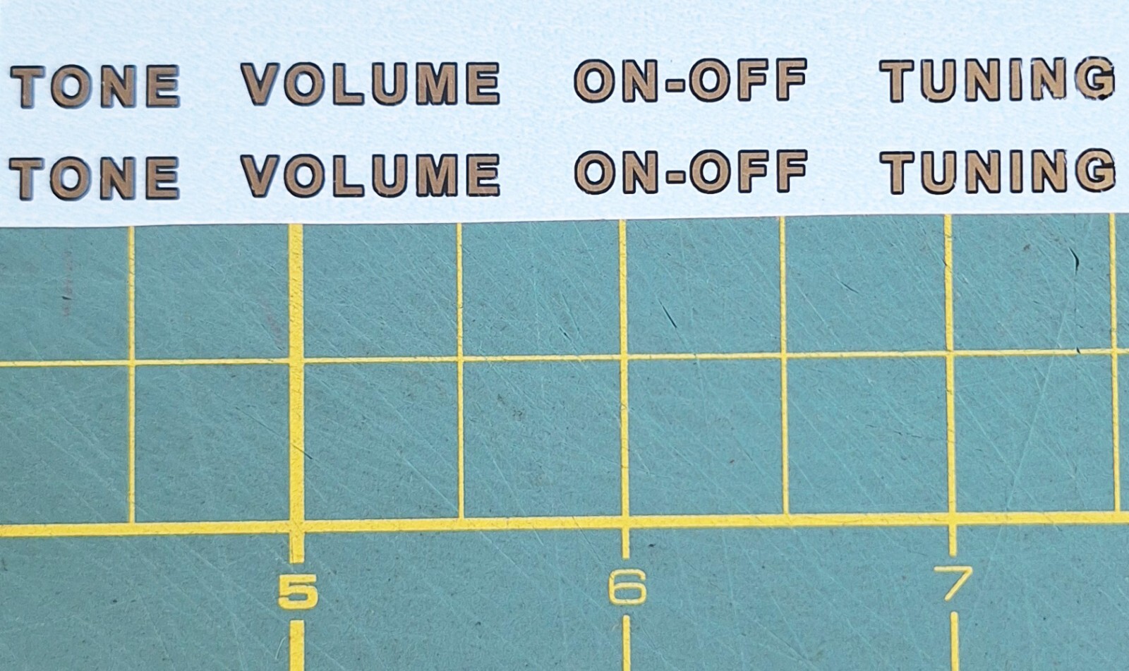 Radio Knob Control Logo Water Slide Decal Sticker- Volume Tone Tuning & On-Off