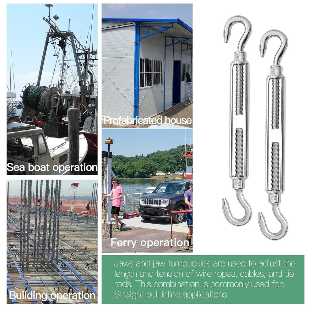 6PCS Adjustable Hook & Hook Turnbuckles - 551lbs Load Capacity for Versatile Use