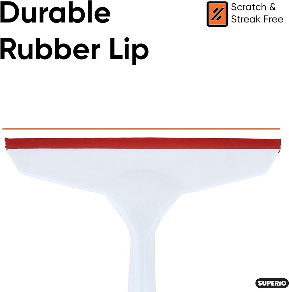 Superio 6" Window Rubber Squeegee with Hanging Loop, 2 Pack, Blue and Red