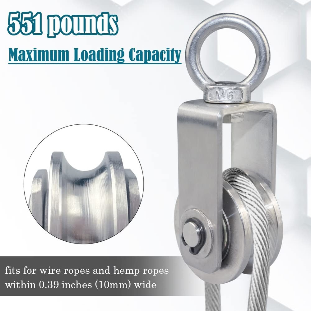 Cable Pulley Wheel Stainless Swivel 2 Pack New