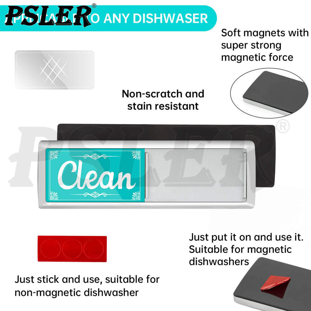 Clean Dirty Dishwasher Non Scratch Magnet Magnetic Backing Washing Running Sign
