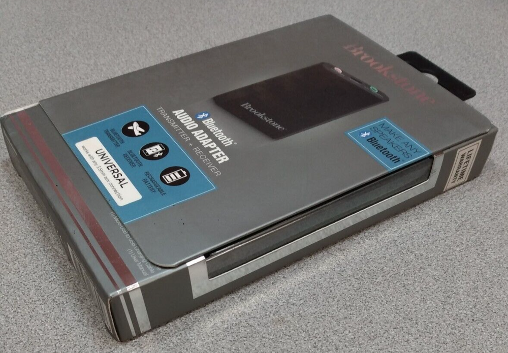 Brookstone Bluetooth Audio Adapter Transmitter & Receiver UNIVERSAL NEW 3.5mm