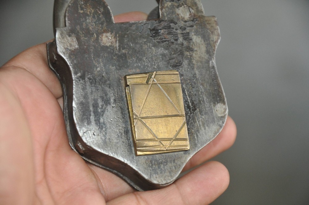 Vintage Iron Unique Shape Handcrafted Solid Brass fitted Padlock