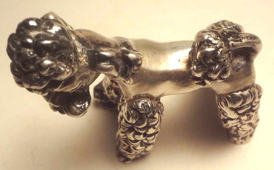 Vintage STERLING SILVER ornate POODLE made in ITALY - w/ ISRAEL Mark -TO RESTORE