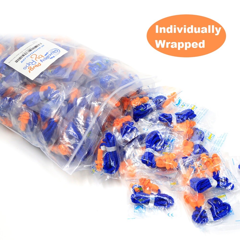 50 Pair Silicone Corded Ear Plugs Reusable Hearing Protection Noise Reduction