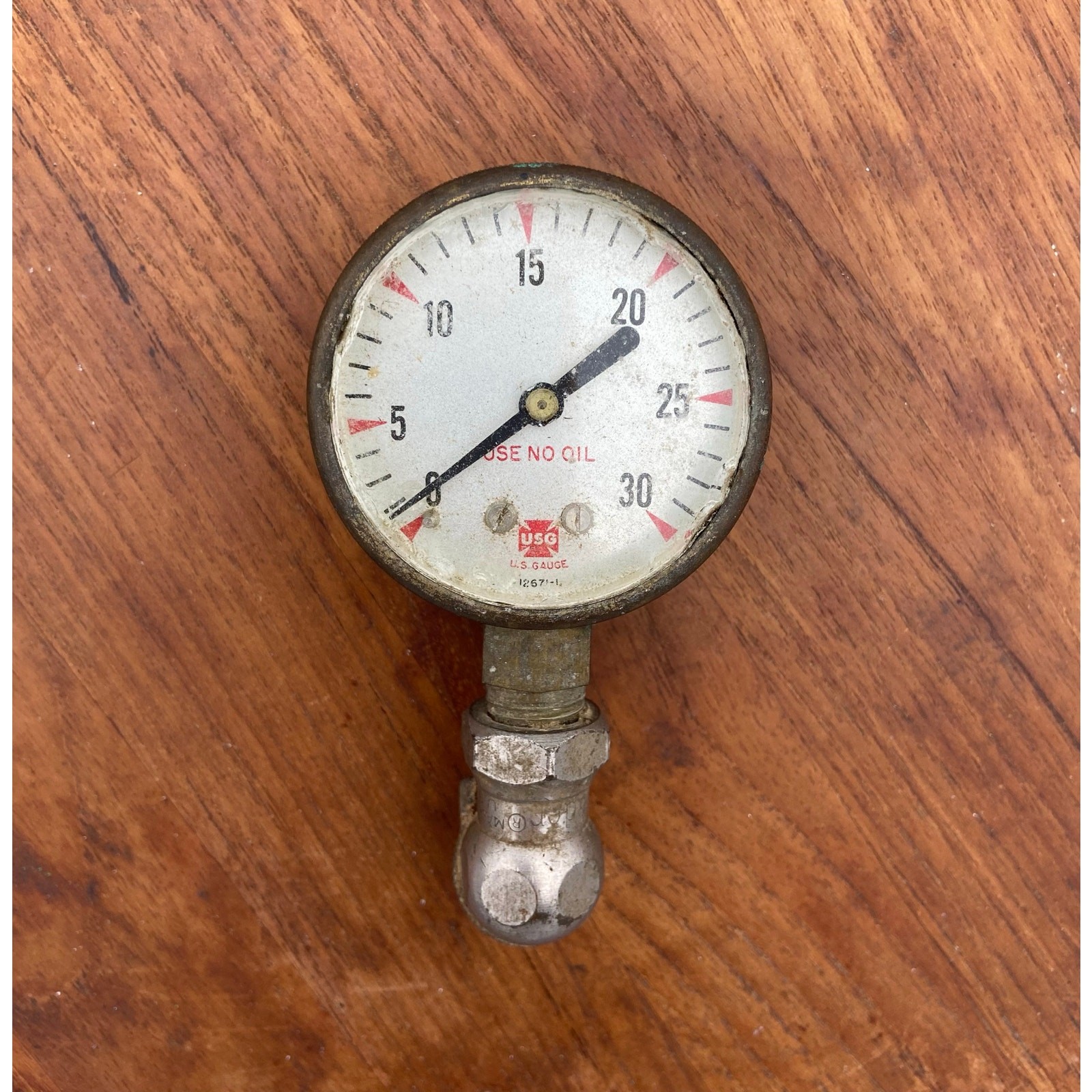 Vintage Brass Pressure Gauge 30 PSI U.S. Gauge UNTESTED READ