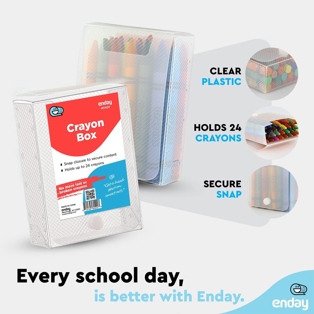 Enday Crayon Box Storage Containers, Clear Crayon Case, Plastic Crayon Boxes ...