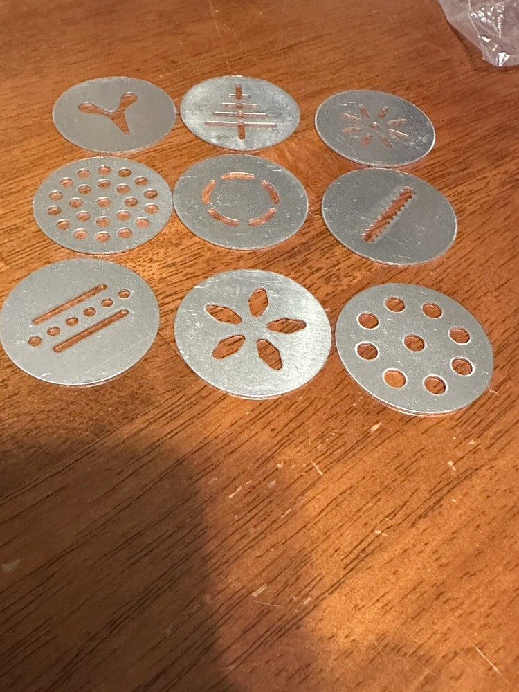 ⭐️ 9 Cookie press, Replacement Dics ￼ 2 Inches ￼H