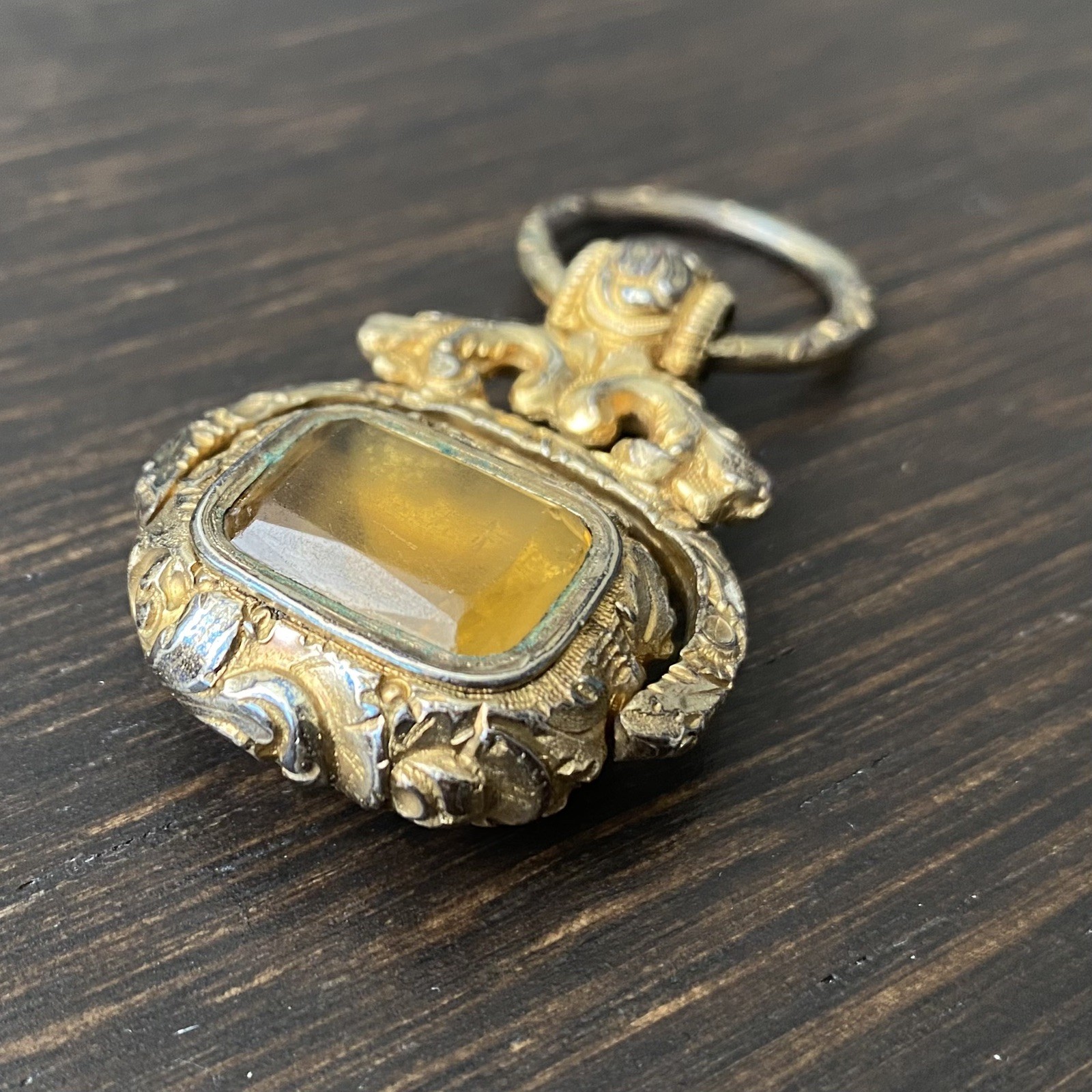 Antique Georgian or Victorian Large Double Sided Gold Tone Watch Fob