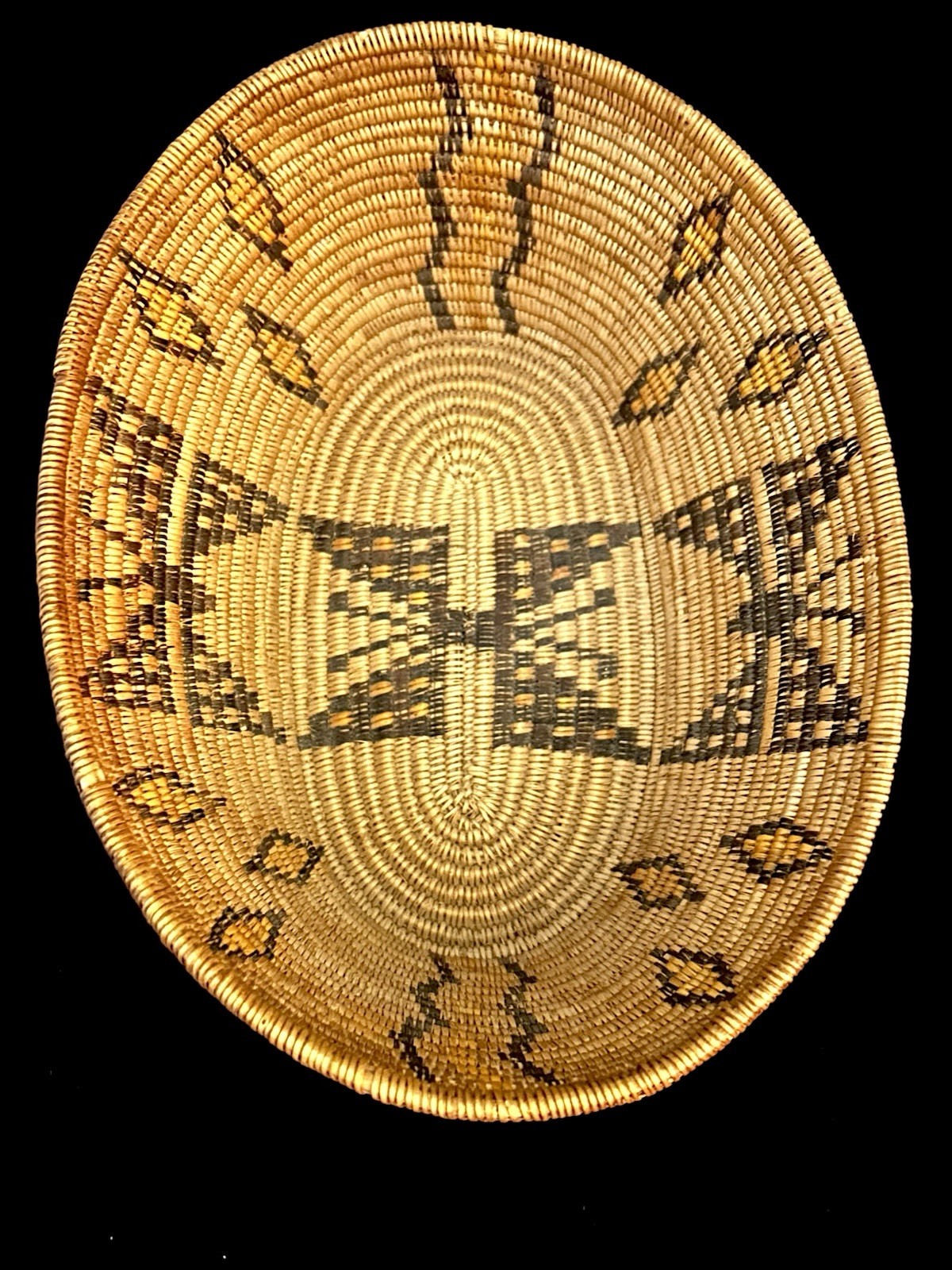 Rare Panamint California Native Basket Butterfly Diamond Zig Zag Polychrome