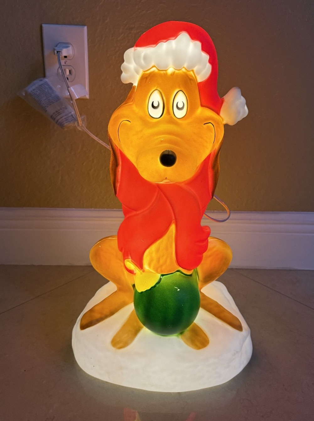 Dr. Seuss' The Grinch Max Santa Hat Christmas LED Blow Mold Holiday Yard Decor,