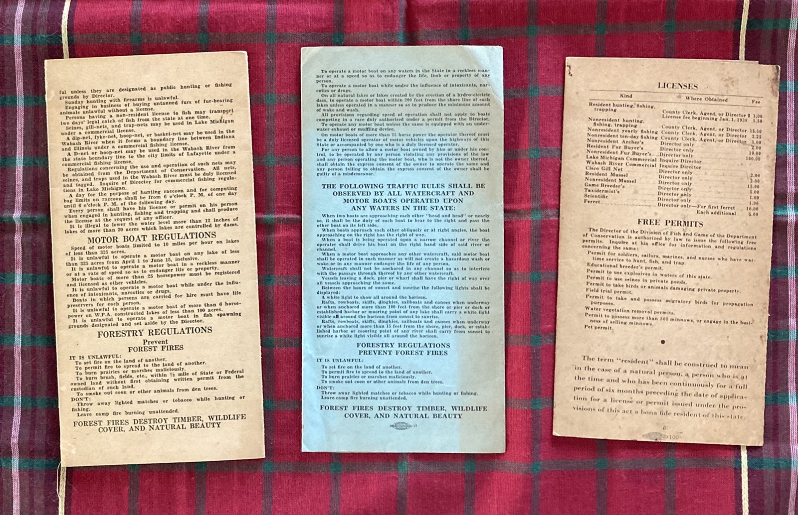 3 Vintage Indiana Department of Conservation Fish&Game Laws 1937-38,41-42,51-52