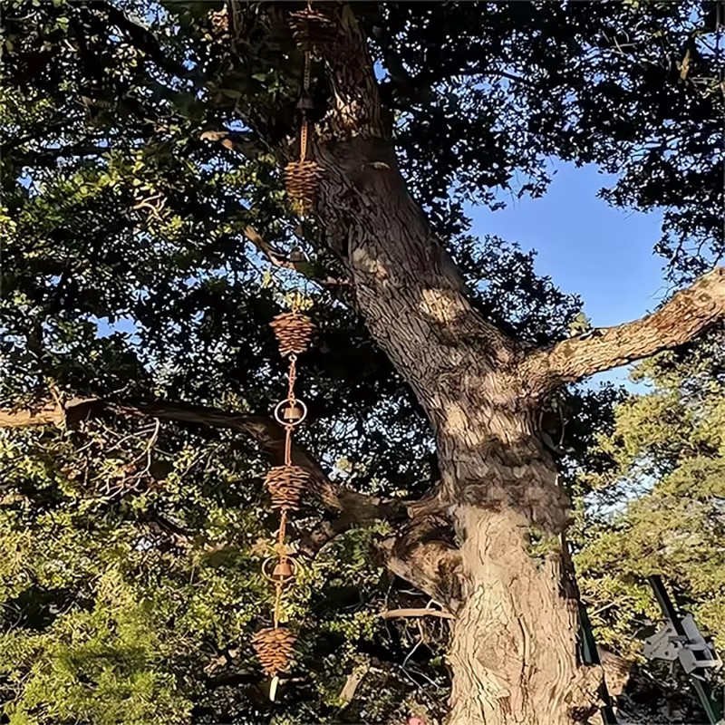 Rain Chain 3.6ft Antique Bronze Pinecone & Bell Rain Chain Gutter Eaves Drainage